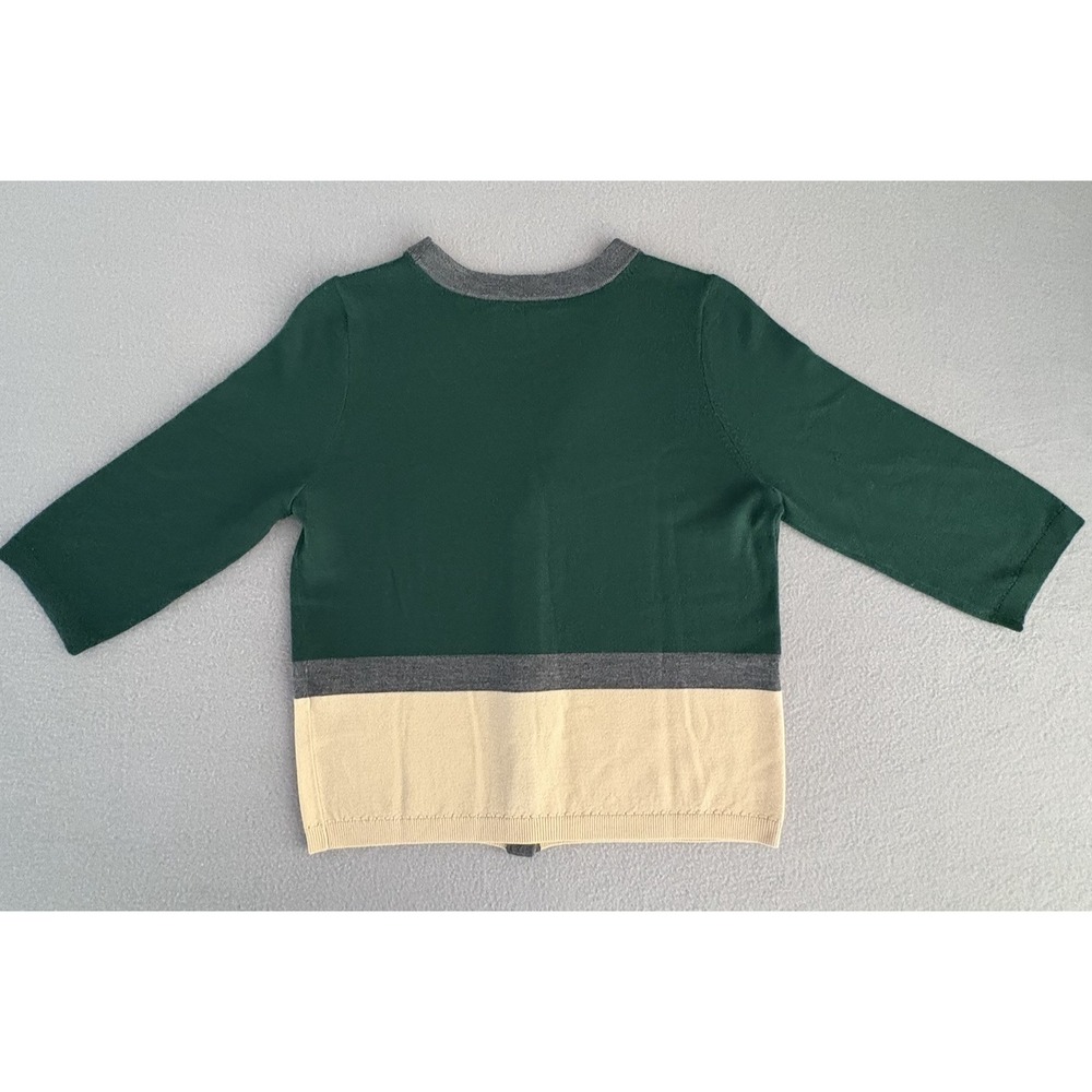 Kate Spade New York Women Large Wool Colorblock Cardigan Green Gray Cream - Picture 7 of 11